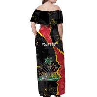 Personalised Haiti 1964 Off Shoulder Maxi Dress Coat Of Arms Unique Style