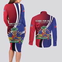 Haiti Strong Couples Matching Long Sleeve Bodycon Dress and Long Sleeve Button Shirt Kenbe Fem Ayiti