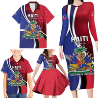 Haiti Strong Family Matching Long Sleeve Bodycon Dress and Hawaiian Shirt Kenbe Fem Ayiti