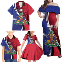 Haiti Strong Family Matching Off Shoulder Maxi Dress and Hawaiian Shirt Kenbe Fem Ayiti