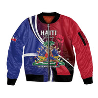 Haiti Strong Sleeve Zip Bomber Jacket Kenbe Fem Ayiti