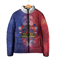 Haitian Zoe Padded Jacket Roaring Lion With Coat Of Arms