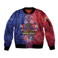 Haitian Zoe Sleeve Zip Bomber Jacket Roaring Lion With Coat Of Arms