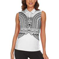 Philippines Igorot Tribal Inspired Women Sleeveless Polo Shirt White Version