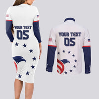 Custom USA 2024 Paris Couples Matching Long Sleeve Bodycon Dress and Long Sleeve Button Shirt United States Sport LT05 - Wonder Print Shop