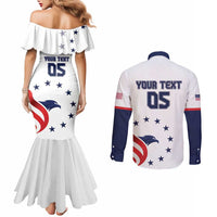 Custom USA 2024 Paris Couples Matching Mermaid Dress and Long Sleeve Button Shirt United States Sport USA Team