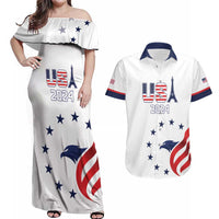 Custom USA 2024 Paris Couples Matching Off Shoulder Maxi Dress and Hawaiian Shirt United States Sport LT05 - Wonder Print Shop