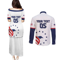 Custom USA 2024 Paris Couples Matching Puletasi and Long Sleeve Button Shirt United States Sport LT05 - Wonder Print Shop