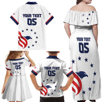 Custom USA 2024 Paris Family Matching Off Shoulder Maxi Dress and Hawaiian Shirt United States Sport LT05 - Wonder Print Shop
