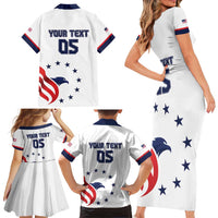 Custom USA 2024 Paris Family Matching Short Sleeve Bodycon Dress and Hawaiian Shirt United States Sport LT05 - Wonder Print Shop