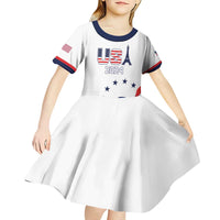 Custom USA 2024 Paris Kid Short Sleeve Dress United States Sport LT05 - Wonder Print Shop