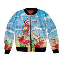 Hawaii Christmas Bomber Jacket Funny Macaw Parrot Tropical Vibe LT05 - Wonder Print Shop