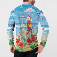 Hawaii Christmas Button Sweatshirt Funny Macaw Parrot Tropical Vibe LT05 - Wonder Print Shop