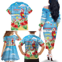 Hawaii Christmas Family Matching Off The Shoulder Long Sleeve Dress and Hawaiian Shirt Funny Macaw Parrot Tropical Vibe LT05 - Wonder Print Shop