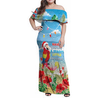 Hawaii Christmas Family Matching Off Shoulder Maxi Dress and Hawaiian Shirt Funny Macaw Parrot Tropical Vibe LT05 - Wonder Print Shop