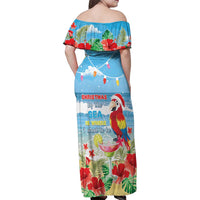 Hawaii Christmas Family Matching Off Shoulder Maxi Dress and Hawaiian Shirt Funny Macaw Parrot Tropical Vibe LT05 - Wonder Print Shop