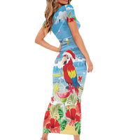 Hawaii Christmas Family Matching Short Sleeve Bodycon Dress and Hawaiian Shirt Funny Macaw Parrot Tropical Vibe LT05 - Wonder Print Shop