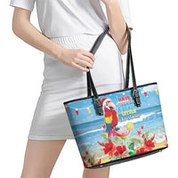 Hawaii Christmas Leather Tote Bag Funny Macaw Parrot Tropical Vibe LT05 - Wonder Print Shop