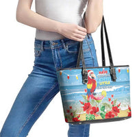 Hawaii Christmas Leather Tote Bag Funny Macaw Parrot Tropical Vibe LT05 - Wonder Print Shop