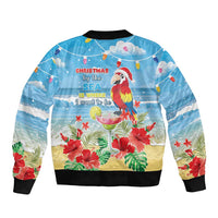 Hawaii Christmas Sleeve Zip Bomber Jacket Funny Macaw Parrot Tropical Vibe LT05 - Wonder Print Shop