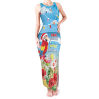 Hawaii Christmas Tank Maxi Dress Funny Macaw Parrot Tropical Vibe LT05 - Wonder Print Shop