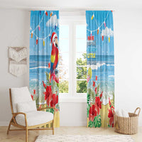Hawaii Christmas Window Curtain Funny Macaw Parrot Tropical Vibe LT05 - Wonder Print Shop
