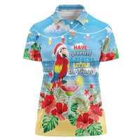 Hawaii Christmas Women Polo Shirt Funny Macaw Parrot Tropical Vibe LT05 - Wonder Print Shop
