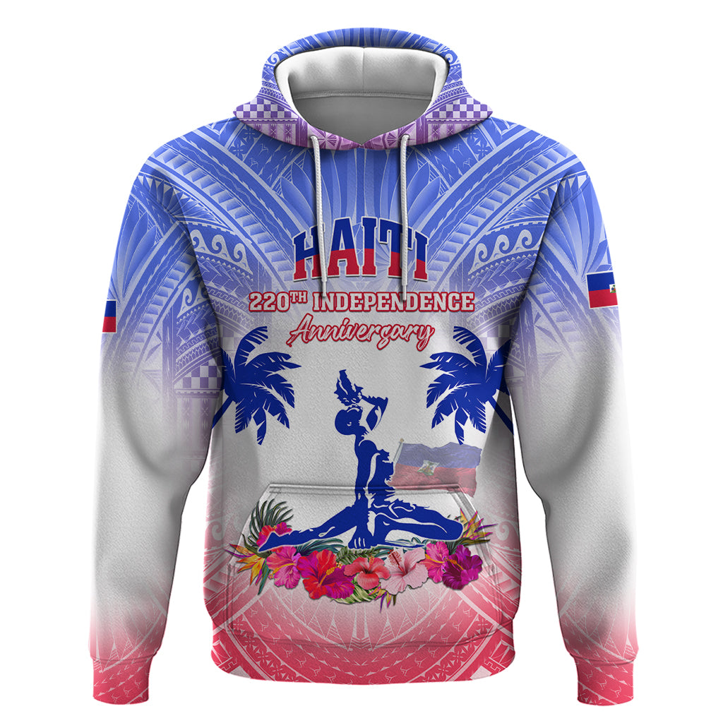 Personalised Haiti Independence Day Hoodie Neg Maron Polynesian Style