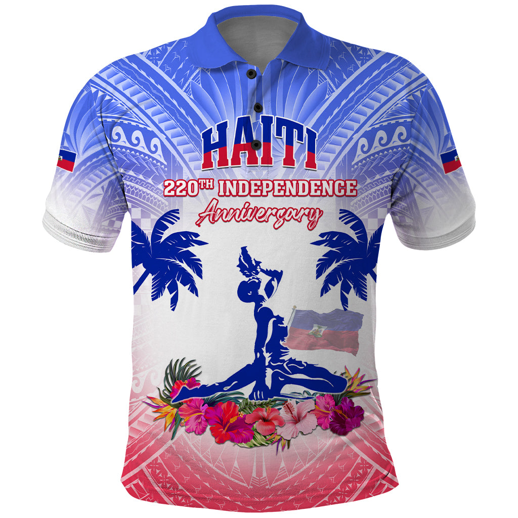 Personalised Haiti Independence Day Polo Shirt Neg Maron Polynesian Style