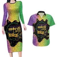 Mardi Gras Couples Matching Long Sleeve Bodycon Dress and Hawaiian Shirt Laissez Les Bons Temps Rouler