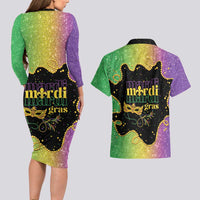 Mardi Gras Couples Matching Long Sleeve Bodycon Dress and Hawaiian Shirt Laissez Les Bons Temps Rouler