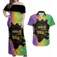 Mardi Gras Couples Matching Off Shoulder Maxi Dress and Hawaiian Shirt Laissez Les Bons Temps Rouler