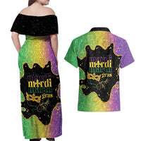 Mardi Gras Couples Matching Off Shoulder Maxi Dress and Hawaiian Shirt Laissez Les Bons Temps Rouler