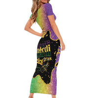 Mardi Gras Short Sleeve Bodycon Dress Laissez Les Bons Temps Rouler LT05 - Wonder Print Shop