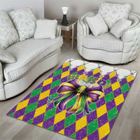Love Mardi Gras Area Rug Coquette Bow Glitter Style