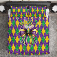 Love Mardi Gras Bedding Set Coquette Bow Glitter Style