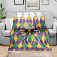 Love Mardi Gras Blanket Coquette Bow Glitter Style