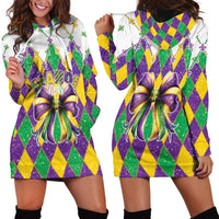 Love Mardi Gras Hoodie Dress Coquette Bow Glitter Style
