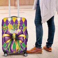 Love Mardi Gras Luggage Cover Coquette Bow Glitter Style