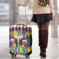 Love Mardi Gras Luggage Cover Coquette Bow Glitter Style