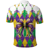 Love Mardi Gras Polo Shirt Coquette Bow Glitter Style