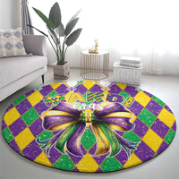 Love Mardi Gras Round Carpet Coquette Bow Glitter Style LT05 - Wonder Print Shop