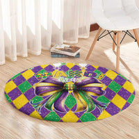 Love Mardi Gras Round Carpet Coquette Bow Glitter Style LT05 - Wonder Print Shop