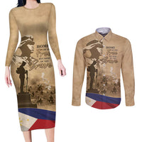 Philippines Memorial Day Couples Matching Long Sleeve Bodycon Dress and Long Sleeve Button Shirt Honor The Fallen