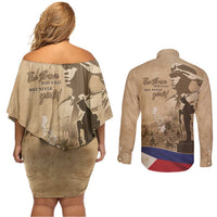 Philippines Memorial Day Couples Matching Off Shoulder Short Dress and Long Sleeve Button Shirt Honor The Fallen