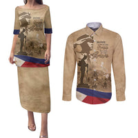 Philippines Memorial Day Couples Matching Puletasi and Long Sleeve Button Shirt Honor The Fallen