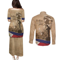 Philippines Memorial Day Couples Matching Puletasi and Long Sleeve Button Shirt Honor The Fallen