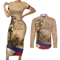 Philippines Memorial Day Couples Matching Short Sleeve Bodycon Dress and Long Sleeve Button Shirt Honor The Fallen