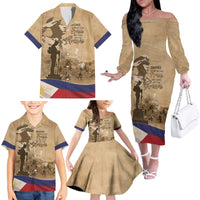 Philippines Memorial Day Family Matching Off The Shoulder Long Sleeve Dress and Hawaiian Shirt Honor The Fallen