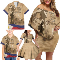 Philippines Memorial Day Family Matching Off Shoulder Short Dress and Hawaiian Shirt Honor The Fallen
